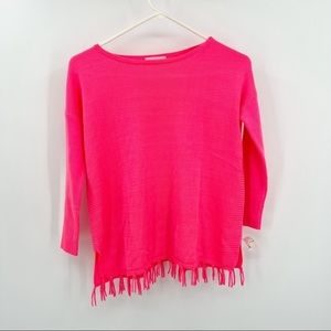 Hot pink Lilly sweater with fringe